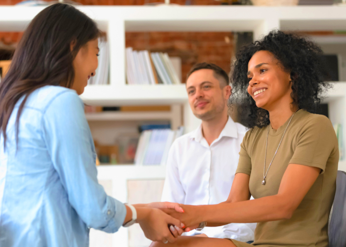 Couple talking to their therapist